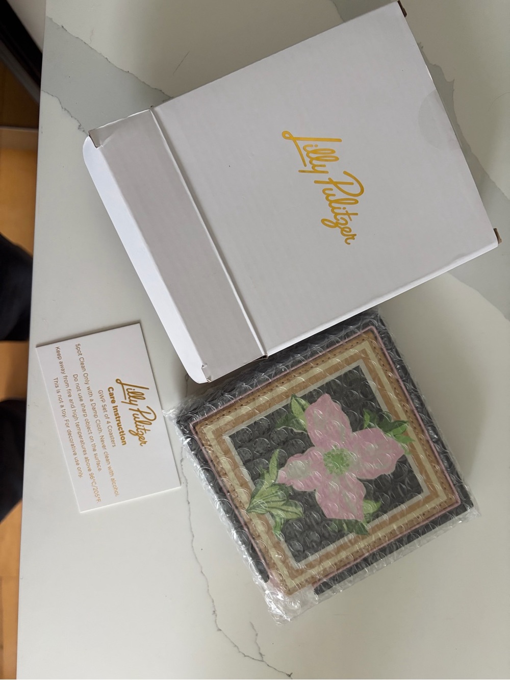 Lilly Pulitzer leather coaster set NEW